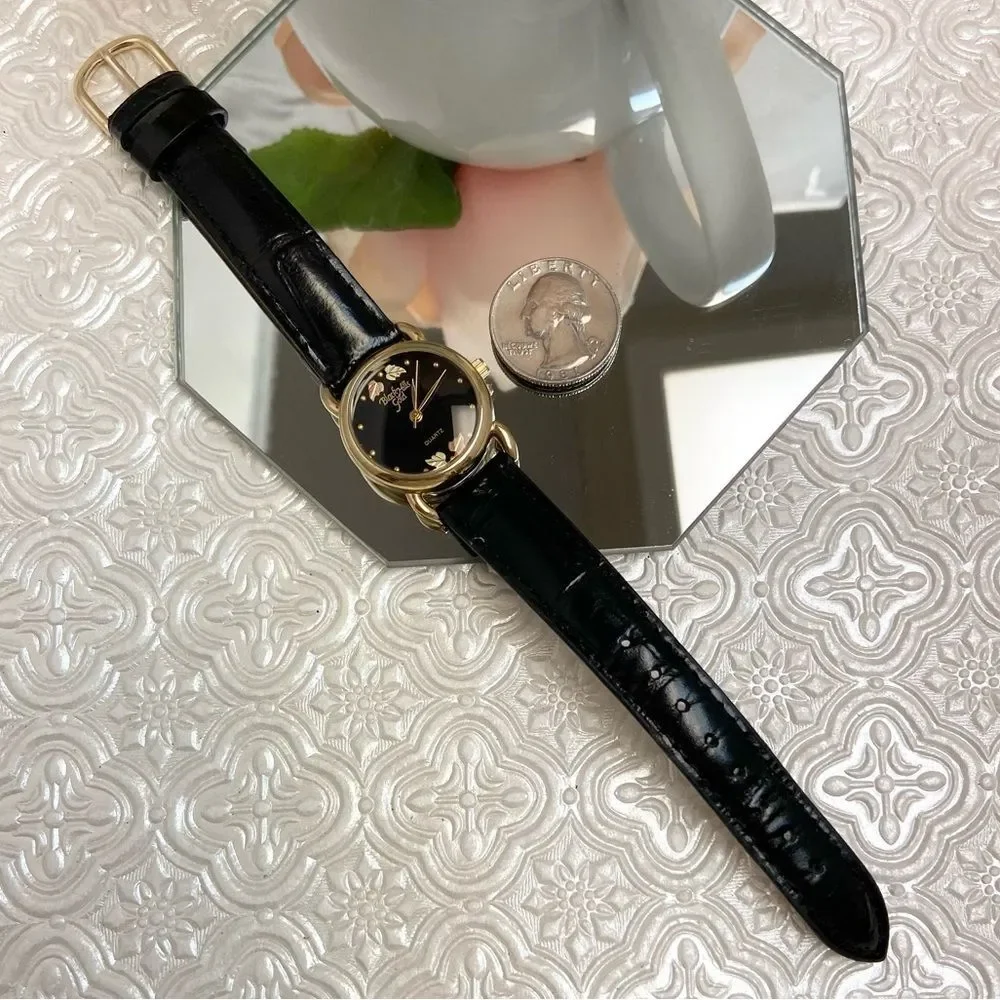 Black Hills Gold Real 12K Gold Leaves on Dial Ladies Watch